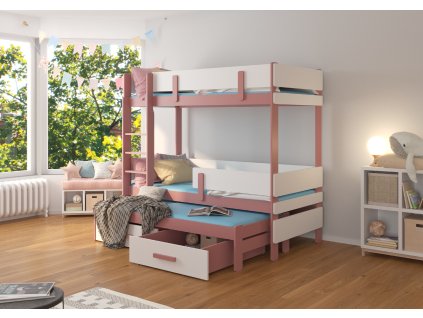 Třípatrová postel pro tři osoby s matracemi ETAPO 180x80  Třípatrová postel pro tři osoby ETAPO