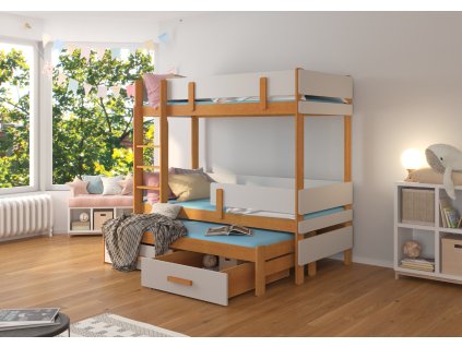 Třípatrová postel pro tři osoby s matracemi ETAPO 180x80  Třípatrová postel pro tři osoby ETAPO