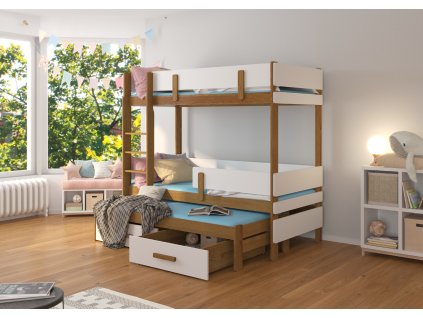 Třípatrová postel pro tři osoby s matracemi ETAPO 180x80  Třípatrová postel pro tři osoby ETAPO