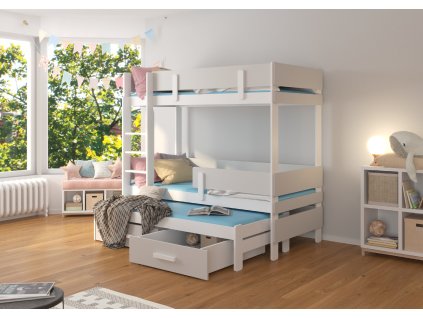 Třípatrová postel pro tři osoby s matracemi ETAPO 180x80  Třípatrová postel pro tři osoby ETAPO