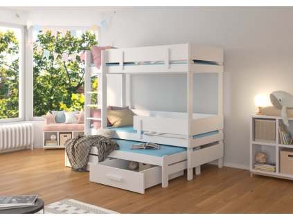 Třípatrová postel pro tři osoby s matracemi ETAPO 180x80  Třípatrová postel pro tři osoby ETAPO