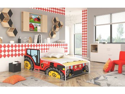 Postel s matracem TRACTOR RED 160x80