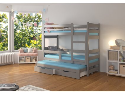 Patrová postel pro tři osoby s matracemi KARLO  Patrová postel pro tři osoby s matracemi KARLO