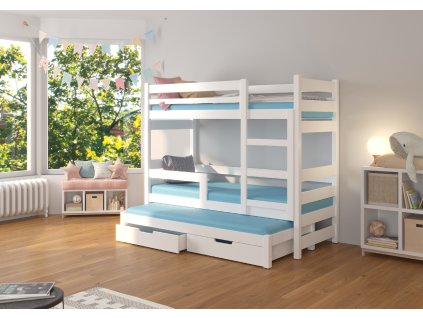 Patrová postel pro tři osoby s matracemi KARLO  Patrová postel pro tři osoby s matracemi KARLO