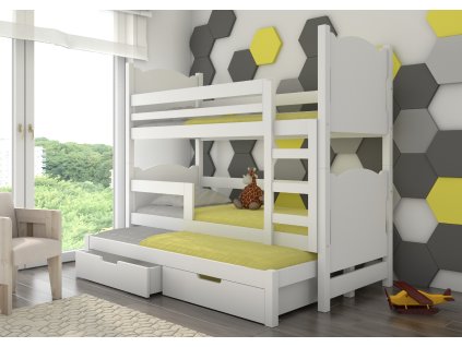 Patrová postel pro tři osoby s matracemi LETICIA  Patrová postel pro tři osoby s matracemi LETICIA