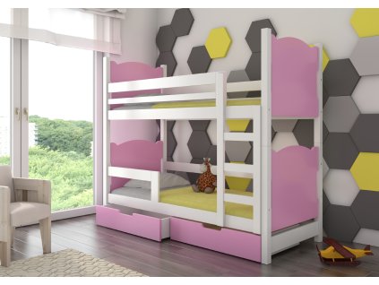 Patrová postel pro dvě osoby s matracemi MARABA  Patrová postel pro dvě osoby s matracemi MARABA