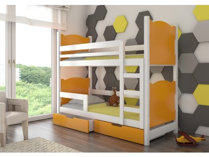 Patrová postel pro dvě osoby s matracemi MARABA  Patrová postel pro dvě osoby s matracemi MARABA