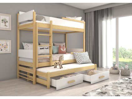 Patrová třílůžková postel QUEEN 200x90  Patrová třílůžková postel QUEEN