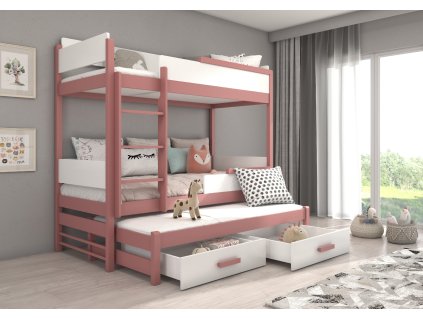 Patrová třílůžková postel QUEEN 200x90  Patrová třílůžková postel QUEEN