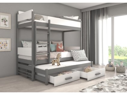 Patrová třílůžková postel QUEEN 200x90  Patrová třílůžková postel QUEEN