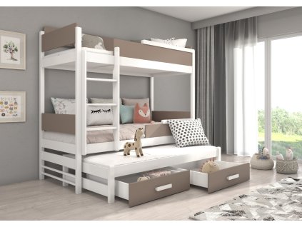 Patrová třílůžková postel QUEEN 200x90  Patrová třílůžková postel QUEEN