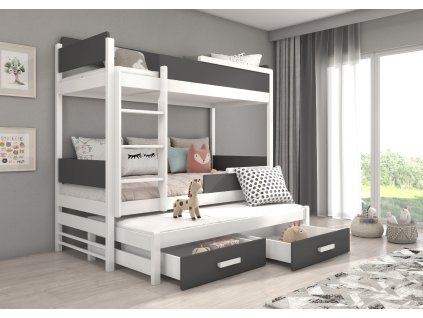 Patrová třílůžková postel QUEEN 200x90  Patrová třílůžková postel QUEEN