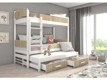 Patrová třílůžková postel QUEEN 180x80  Patrová třílůžková postel QUEEN