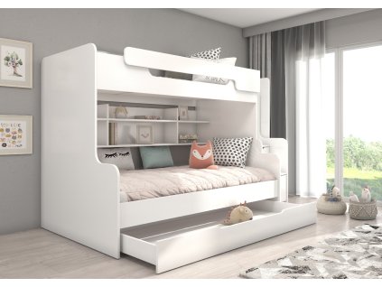 Patrová postel se schody a matracemi HARELL  Patrová postel se schody HARELL