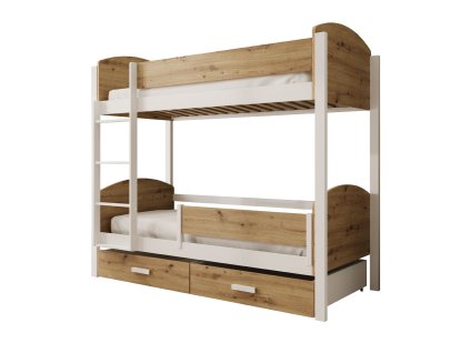 Dětská patrová postel Jori s bariérkou 200x90  Dětská patrová postel Jori s bariérkou