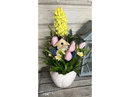 Színes virágos tavaszi kaspó