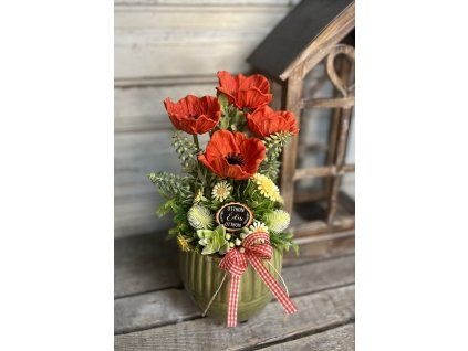 Pipacsos zöld kaspó