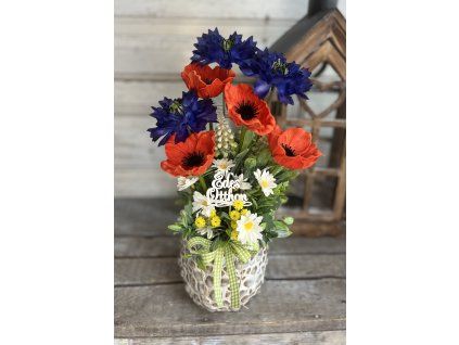 Búzavirágos pipacsos kaspó