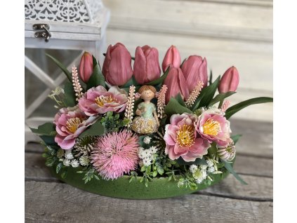 Zöld lapos kerámia tál 1