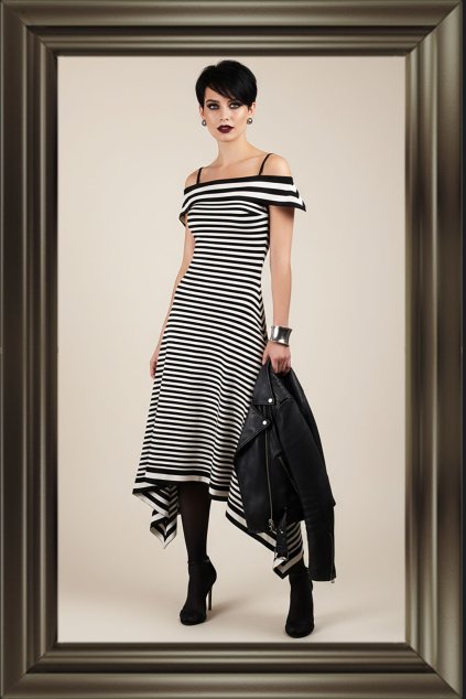 Lemované pruhované šaty vel. S