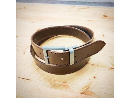RUČNĚ ŠITÝ OPASEK- TMAVĚ HNĚDÝ