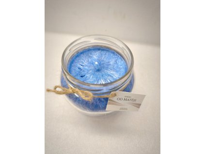 SVÍČKA - MODRÁ/ZELENÝ ČAJ - PALMOVÝ VOSK