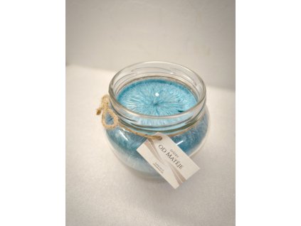 SVÍČKA - TYRKYSOVÁ/ZELENÉ JABLKO - PALMOVÝ VOSK