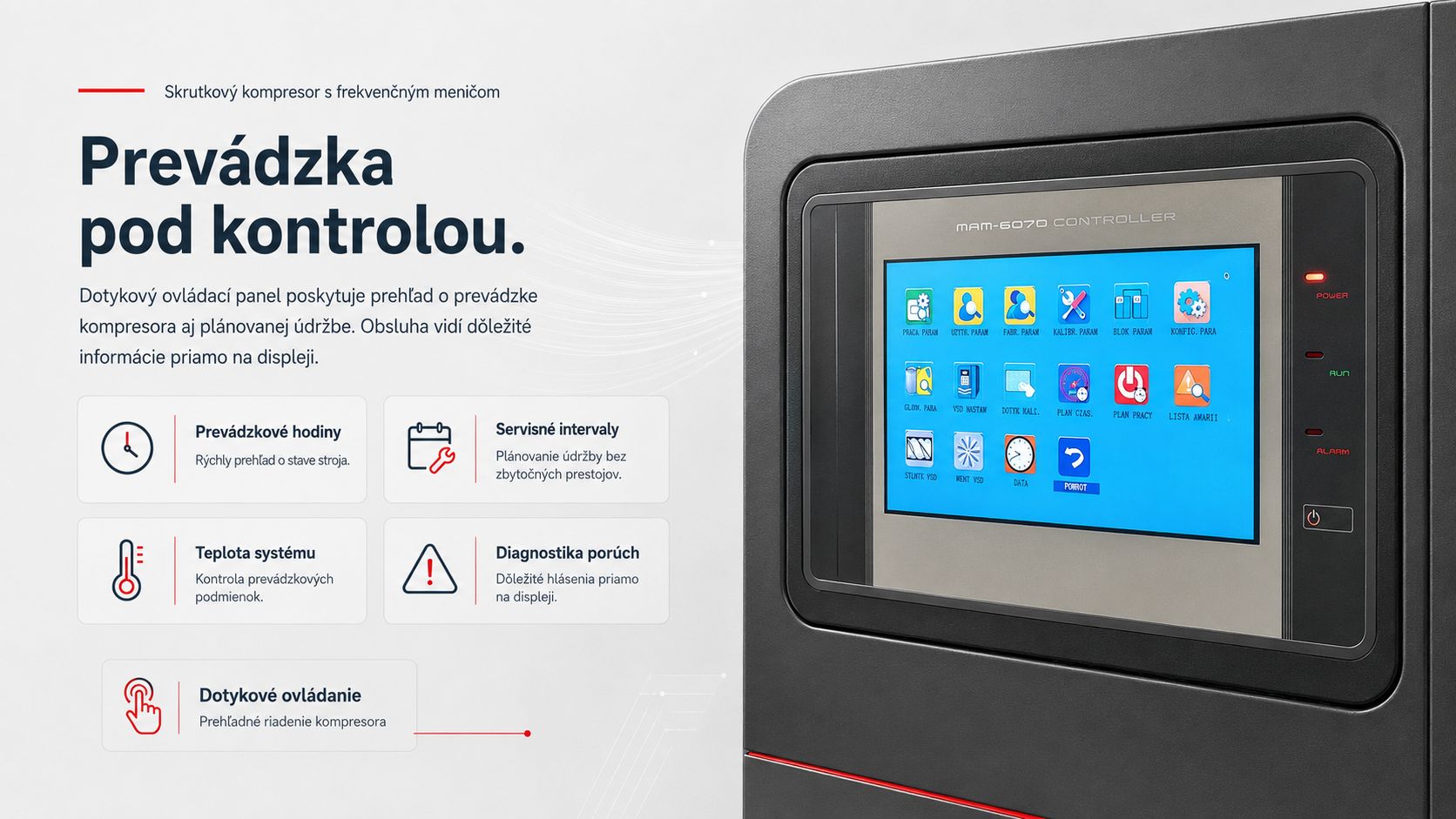 Dotykový ovládací panel MAM 6070 kompresora KKS 15/500 FD
