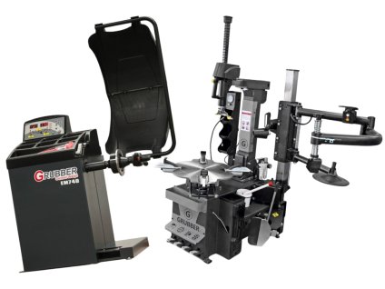 SET 4: Automatická prezúvačka  Grubber GR922 s pomocným ramenom RunFlat + Automatická vyvažovačka Grubber EM740 ULTRA LASER