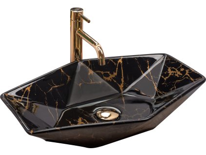 LESKLÝ UMÝVAČ Z ČIERNÉHO MRAMORU VEGAS - NA PULTOVÚ DOSKU