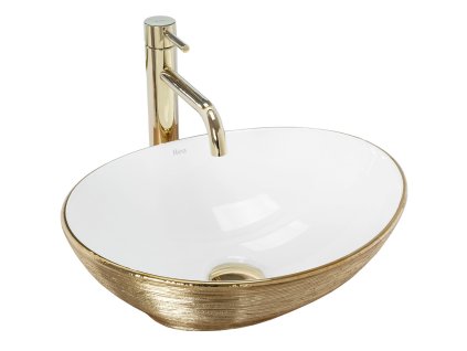 UMÝVADLÁ SOFIA BRUSH ZLATÁ/BIELA - NA PULTOVÚ DOSKU