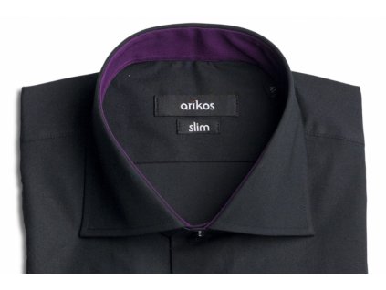 Černá pánská košile s fialovou kontrastní látkou Velikost veliko