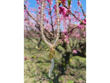 Korálkový řetízek na telefon - Champagne