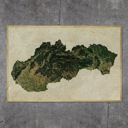 Vintage magnetická mapa Slovenska s dreveným rámom