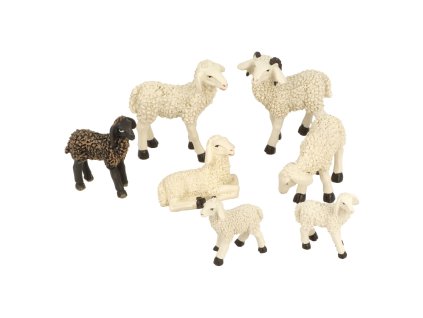 Venkovské ovce s beranem a jehňátkem 7ks