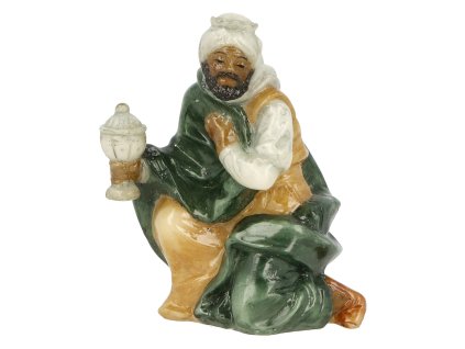 Muž v podřepu s lampou