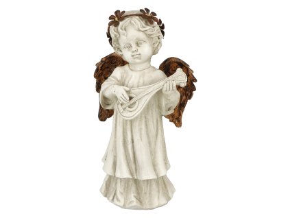 FIGURKA  ANDĚL S LOUTNOU VSÍTÍCÍ LED VĚNĚC - 20CM