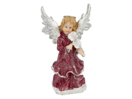 FIGURKA  ANDĚL S LOUTNOU FIALOVÉ ŠATY - 15,5CM