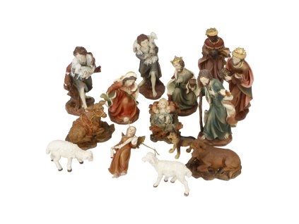 Tmavší figury svaté rodiny a tří králů