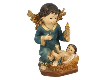 FIGURKA  ANDÍLEK SE SVÍČKOU + DÍTĚ - 14CM