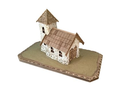 Kostel, tmavá střecha reliéf tašky