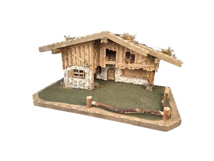 Betlém dům, zelená podstava, sloup, okénko, zelená střecha