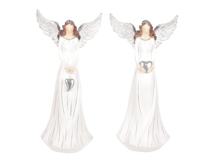 Anděl se srdcem polyresin, bílý, MIX, cena za 1 ks