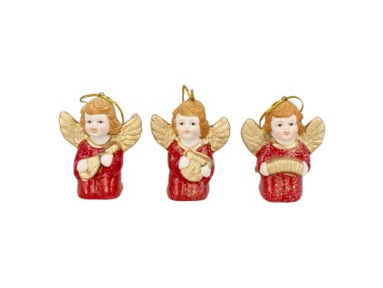 Figurka 3 andílci, červený, sada cena za ks