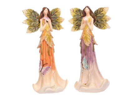 Víla květinová polyresin, křídla z listů, MIX, cena za 1 ks