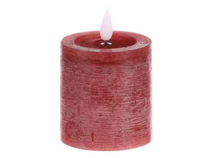 Svíčka umělá LED válec + plamínek, 65x100, červená
