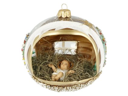 Ozdoba sklo jezulátko v kouli 12cm