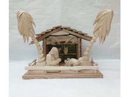 Betlém - dům s palmičkami, dřevo, nelakované