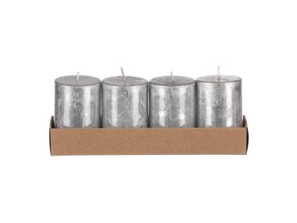 SVÍČKA SADA 4X VÁLEC 45 X 70 SILVER