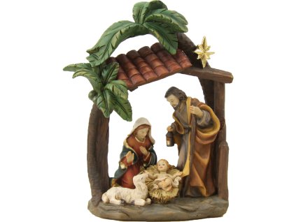 Svytá rodina Josef, Marie, Ježíšek pod stříškou + palmy